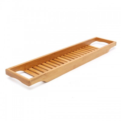 wooden bathtub caddy with reading rack and wine holder