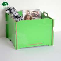 Foldable wood ornament storage box for books