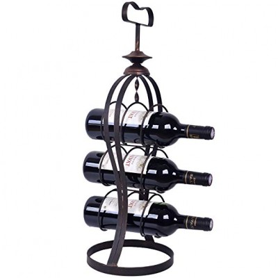 WELLAND Metal Wine Rack Floor Stand Storage Cabinets Pub Bar Tabletop liquor Holds 3 Bottles Holder