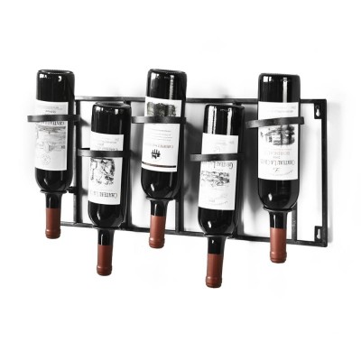 WELLAND Wall Mounted Metal Wine Rack Holds 5 Wine Bottles Holders (Upside Down)